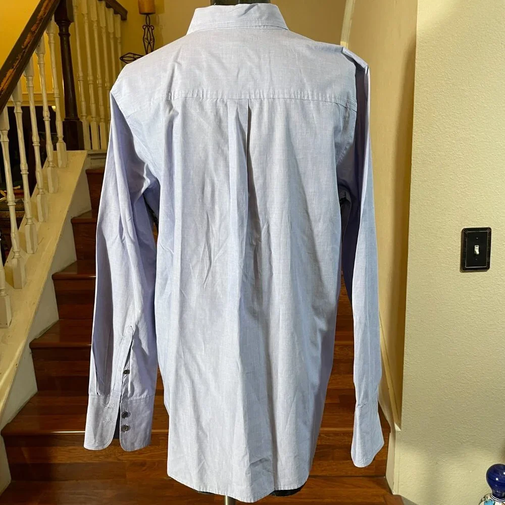 J. Crew Women's Sequin Side Stripe Cotton Button-up Blue Long Slv. Blouse Sz. 14 - Picture 7 of 10
